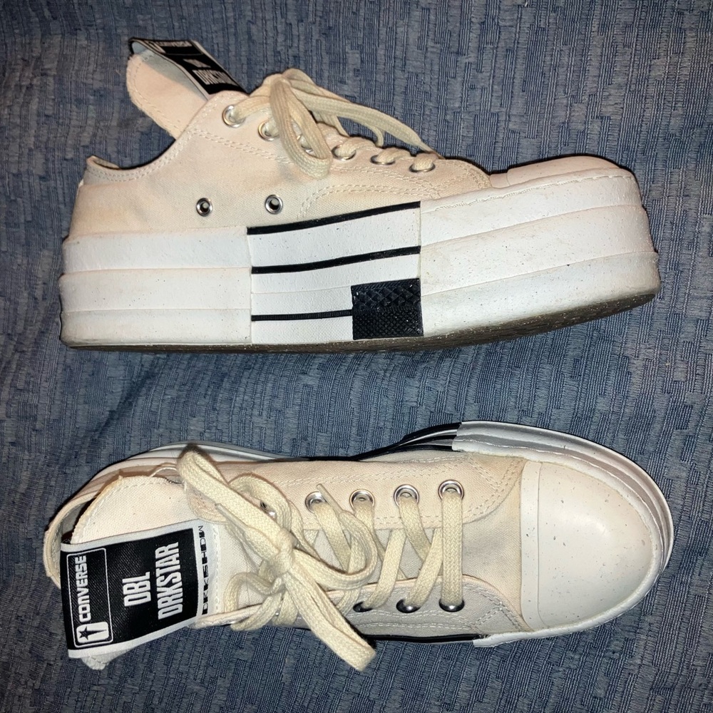 Rick Owens lowtop platform sneakers US W 9.5 M 7.5 DBL DRKSTAR collab w Converse